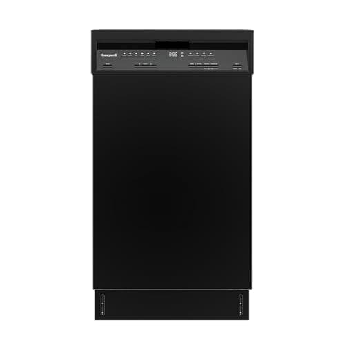 Honeywell 18 Inch Dishwasher with 8 Place settings, 6 Washing Programs, Stainless Steel Tub, UL/Energy Star- Black
