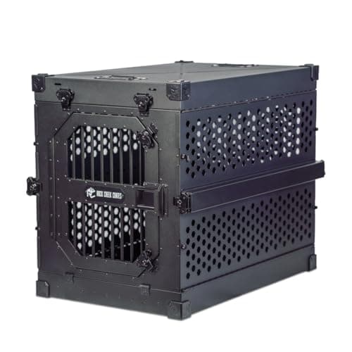 ROCK CREEK CRATES Collapsible Dog Crate: Meticulously Engineered, Durable Aluminum Construction, Non Slip Feet | 10 Year Warranty | Ideal for Indoor & Vehicle Use (Midnight Black, 40 Inch)