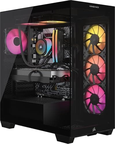 Corsair Vengeance i7600 Gaming PC – Liquid Cooled Intel® Core™ Ultra 7-265KF CPU, NVIDIA® GeForce RTX™ 4070Ti Super GPU, 32GB Vengeance RGB DDR5 Memory, 1TB M.2 NVMe SSD – Black